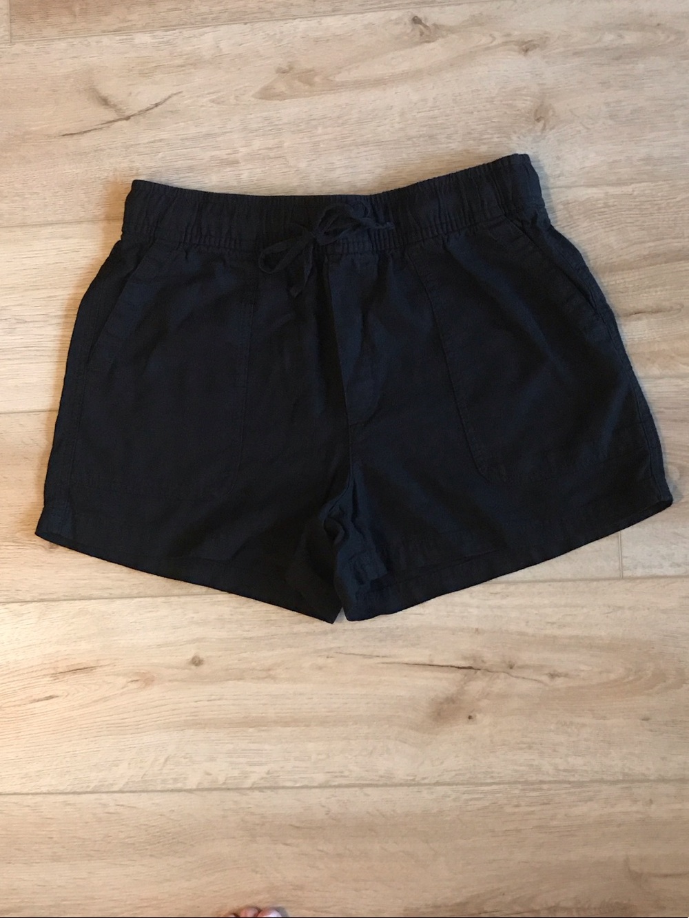 GAP Black High-Waist Drawstring Linen Blend Shorts Size Small